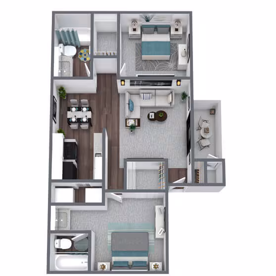 2 Beds • 2 Bath 106-1 floor plan